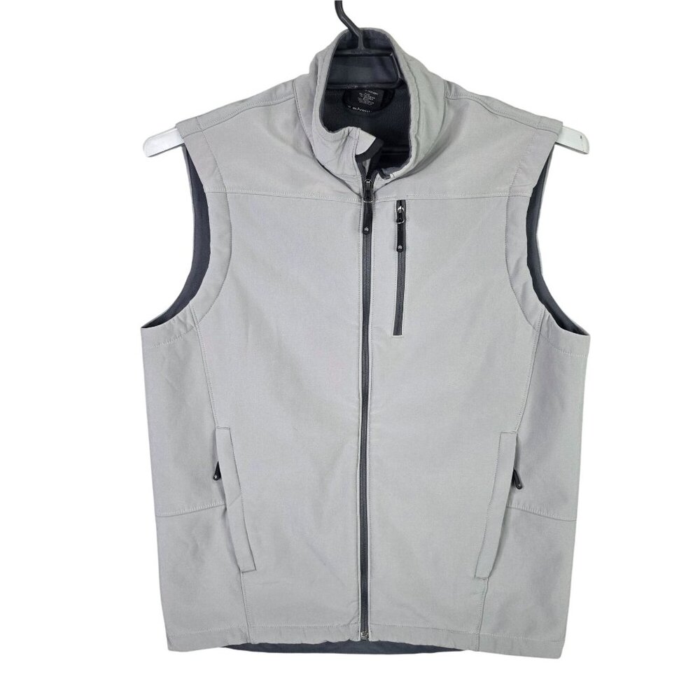 Mens Solaris Gray Soft Shell Vest Jacket Full Zip Polyester Stretch Size M